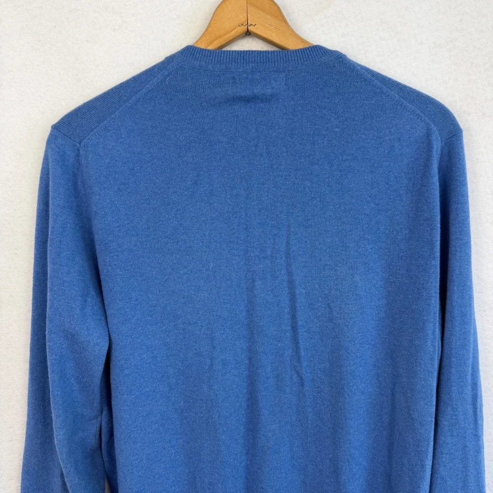 Banana Republic Mens Medium Blue‎ Cotton Cashmere V-Neck Sweater Casual Cozy